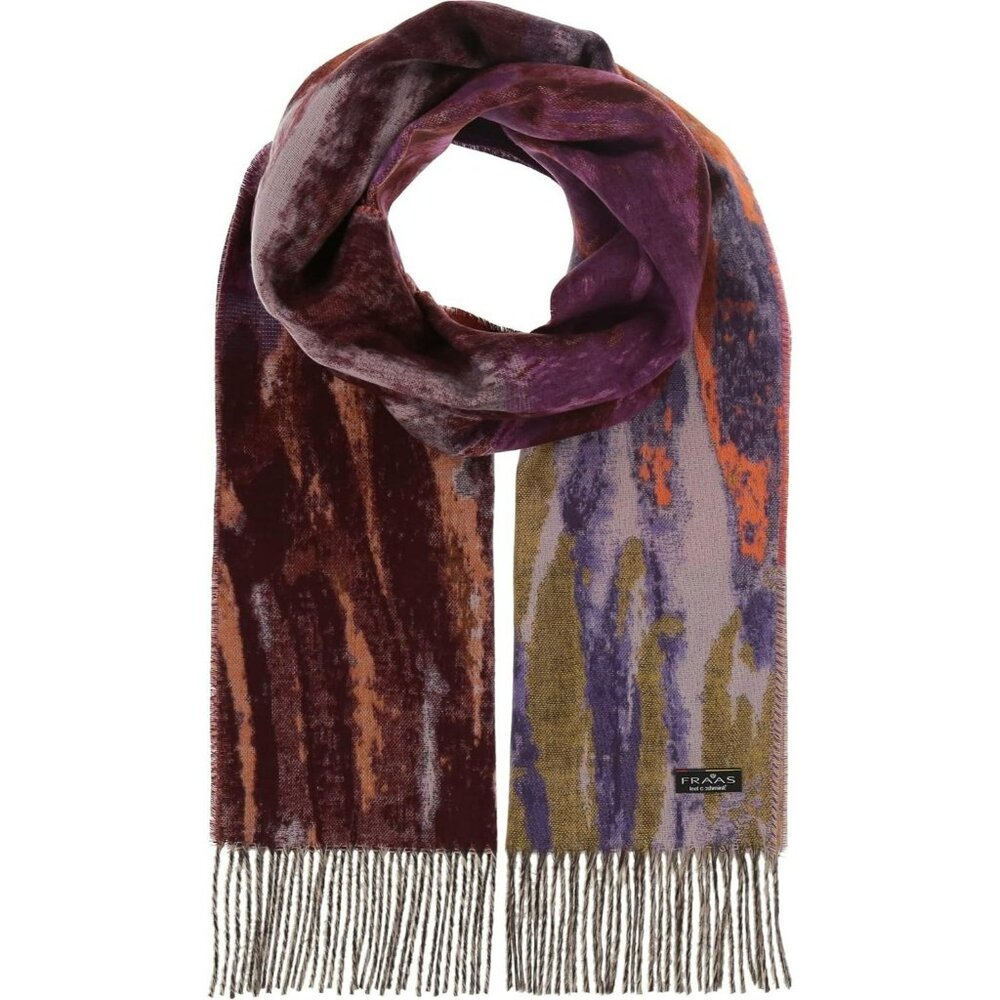 V. FRAAS Fringe Scarf NEW Taffy Multicolor Made in Germany 100% Acrylic NWT